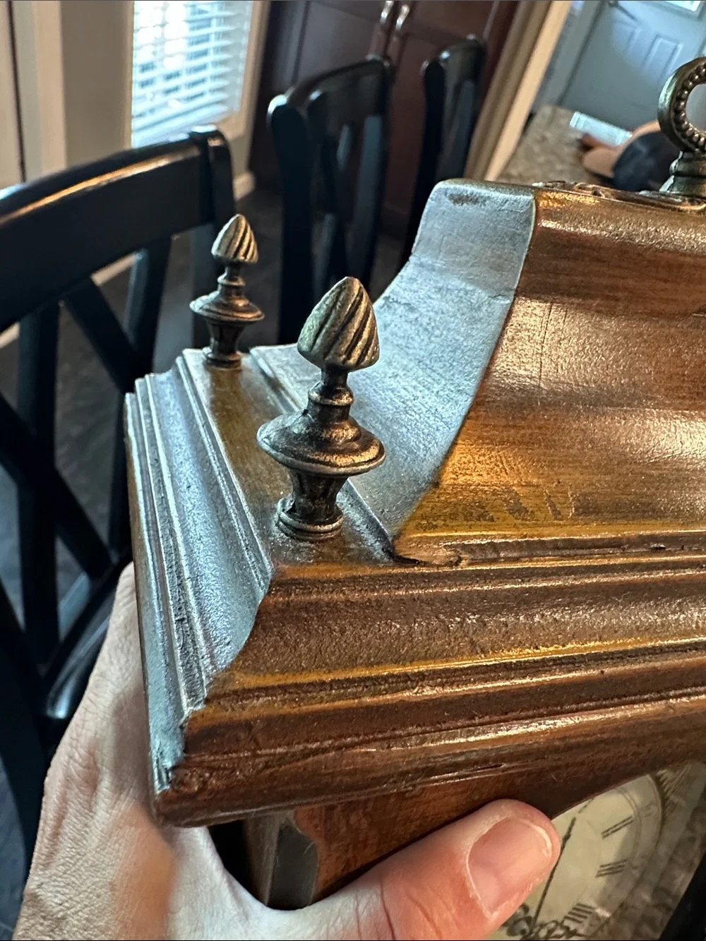 Vintage Wood Brass Mantel Clock